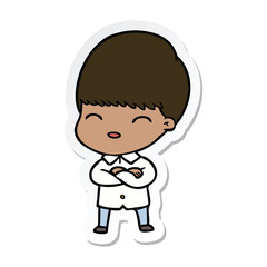 sticker of a happy cartoon boy