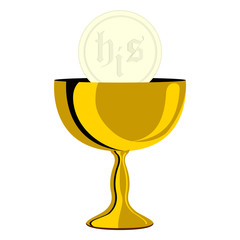 Communion chalice and host. Vector illustration design