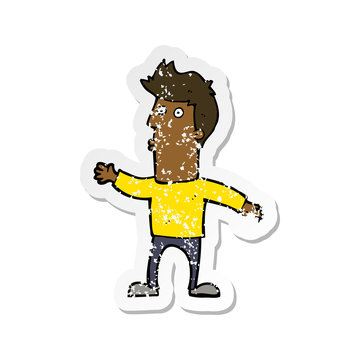 recommend clip art: retro distressed sticker of a cartoon surprised man