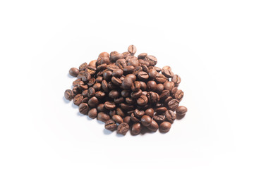 heap of coffee beans isolated on white background