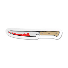 sticker of a cartoon bloody kitchen knife
