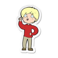 sticker of a cartoon boy with idea