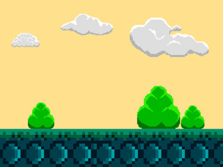Colored videogame stage image. Vector illustration design