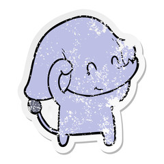 distressed sticker of a cute cartoon elephant