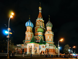 Saint Basil Cathedral in Moscow night
