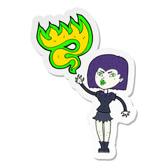 sticker of a cartoon halloween vampire girl