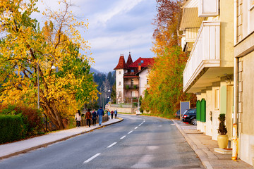 Obraz premium Beautiful landscape on road in Bled