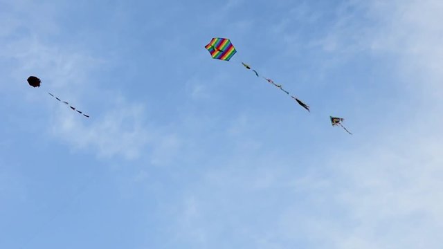 Flying kites on sky during festival in Greece