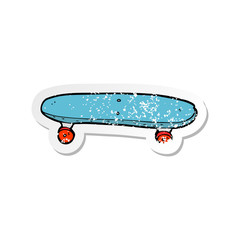 retro distressed sticker of a cartoon skateboard