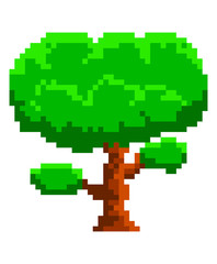 Isolated pixel tree. Videogame. Vector illustration design