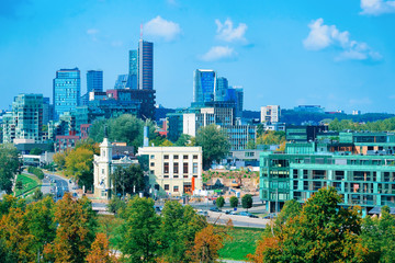Business district of modern downtown in Vilnius