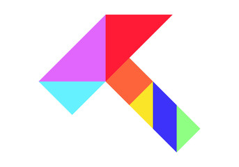 Color tangram puzzle in hammer shape on white background (Vector)