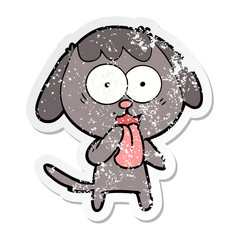 distressed sticker of a cute cartoon dog
