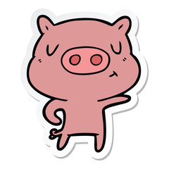 sticker of a cartoon pig pointing