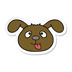 sticker of a quirky hand drawn cartoon dog face