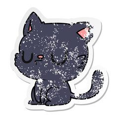 distressed sticker cartoon of cute kawaii cat