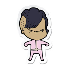 Obraz premium sticker of a annoyed girl in futuristic clothes