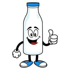 Milk Mascot with Thumbs Up - A vector cartoon illustration of a Milk Mascot holding a Thumbs Up.