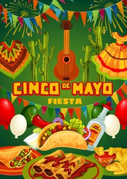 Mexican party guitar, food, drink. Cinco de Mayo