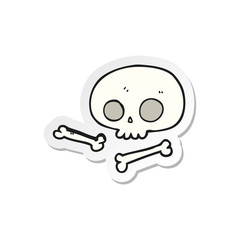 sticker of a cartoon skull and bones