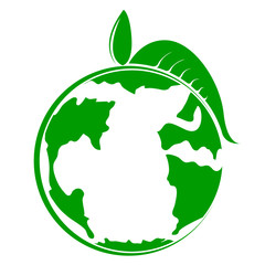 Earth planet icon with a leaf. Vector illustration design