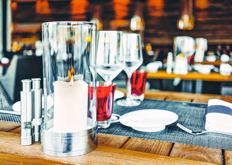 Typical restaurant table in romantic luxury Ascona town