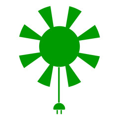 Sun icon with current cable. Solar energy. Vector illustration design