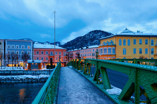 Bridge at Spa and ski resort Bad Ischl town in Austria