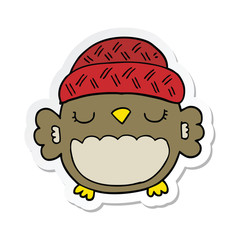 sticker of a cute cartoon owl in hat