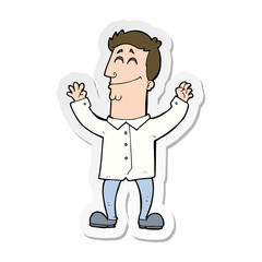 sticker of a cartoon happy man