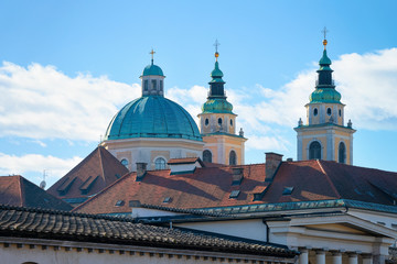 Fototapeta premium Ljubljana Cathedral at old town Slovenia