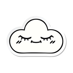 sticker of a cute cartoon white cloud