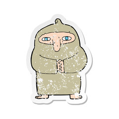 Fototapeta premium retro distressed sticker of a cartoon monk in robe