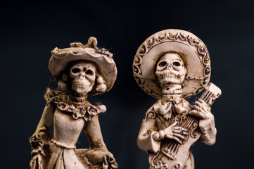 mexican skeleton bone carved wedding cake toppers
