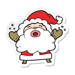 sticker of a cartoon santa claus shouting