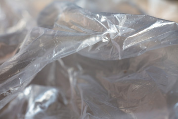 Abstract crumpled white plastic texture background, Close up & Macro shot, Selective focus, transparent concept