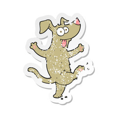 retro distressed sticker of a cartoon dancing dog