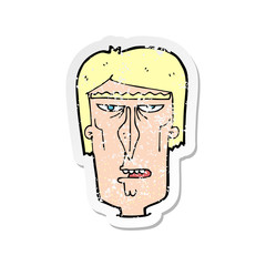 retro distressed sticker of a cartoon angry face