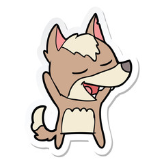 sticker of a cartoon wolf laughing