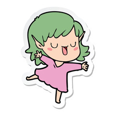 sticker of a cartoon elf girl