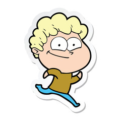 sticker of a cartoon happy man