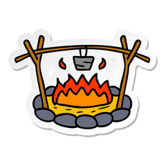 sticker cartoon doodle of a camp site