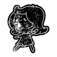 grunge icon of a cute kawaii girl