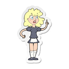 sticker of a cartoon worried maid