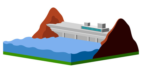Isolated hidropower plant image. Vector illustration design