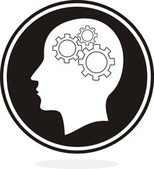  head and brain vector illustration.Man head mind thinking vector icon.