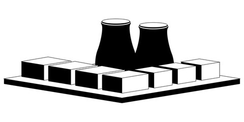 Monochromatic nuclear power plant. Vector illustration design