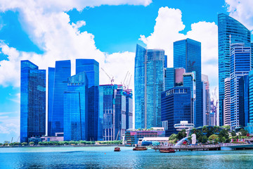 Fototapeta premium Skyline of Downtown Core Marina Bay Financial Center Singapore