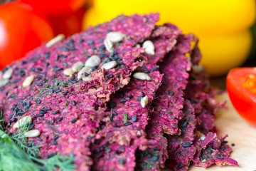 Close up view of vegan dry bread loaves