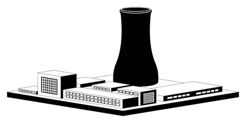 Monochromatic nuclear power plant. Vector illustration design